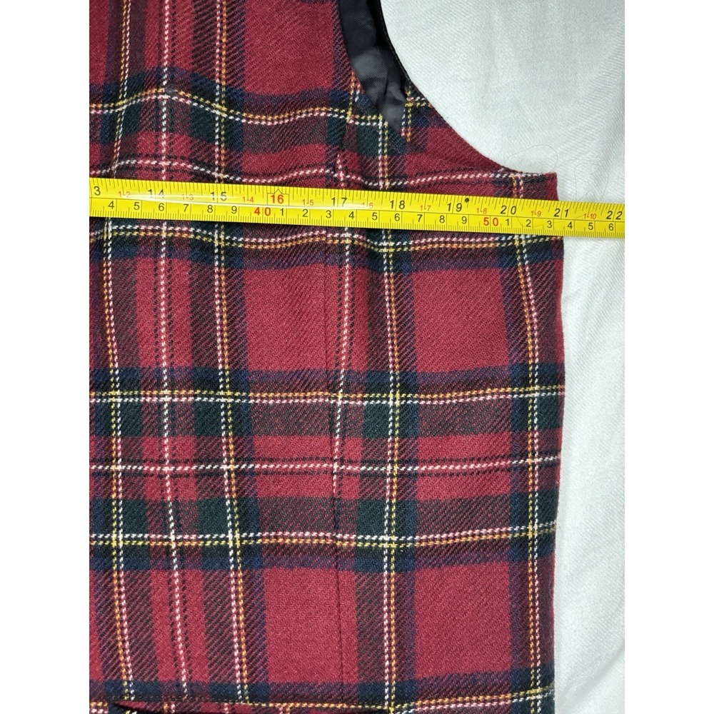 Vintage Eddie Bauer Women's Button Front Wool Blend Vest Red Plaid XL Tall - Picture 2 of 5
